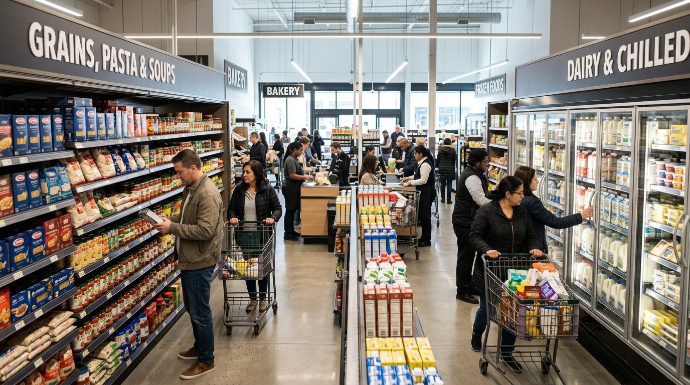 Retail: customers shopping in a supermarket