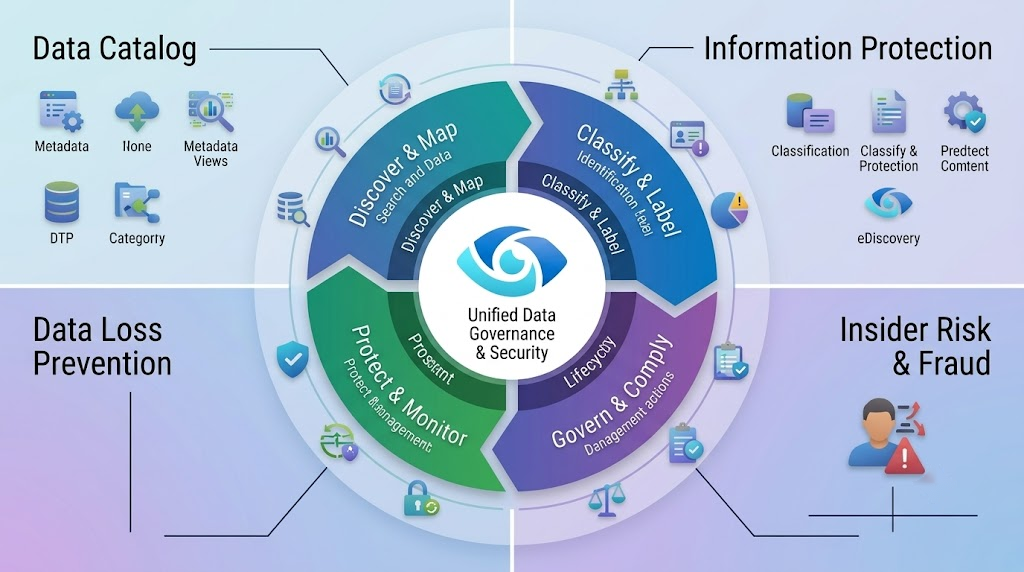 Microsoft Purview unified data governance and security: data catalog, information protection, data loss prevention and insider risk